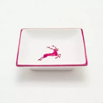 Тарелка бордоский благородный олень 11х11х2,8 см Gmundner Keramik, бело-красный