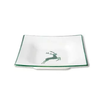 Тарелка для супа Зеленый олень 20х20х4,2 см Gmundner Keramik, белый/зеленый