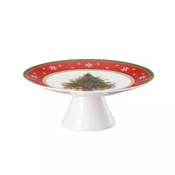 Тарелка для торта Happy Wintertime на ножке маленькая 22 см Hutschenreuther, красочный