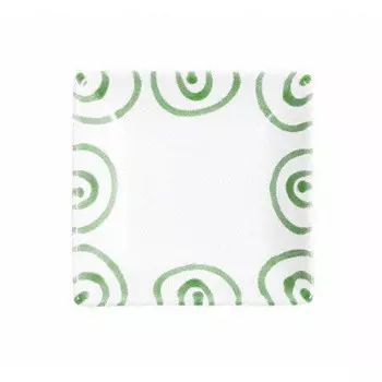 Тарелка для закуски Зеленое пламя 11х11х2,8 см Gmundner Keramik, белый/зеленый