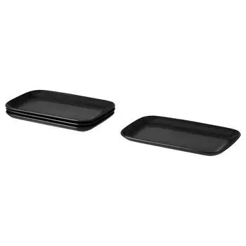 Тарелка Ikea Frgklar, 30x18 см, 4 предмета, матовый тёмно-серый