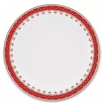 Тарелка плоская, 26 см, HyggeLine, красная, Леандер, Чешский фарфор Без монограммы Leander