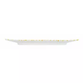 Тарелка прямоугольная с желтым пламенем 30х20х2,5 см Gmundner Keramik, белый желтый