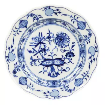 Тарелка с луковым узором кобальтово-белая кромка 14 см Meissen, белый синий