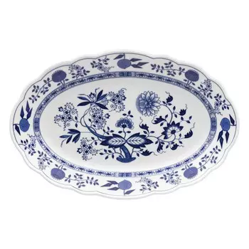 Тарелка с узором Синий лук овальная 35 см Hutschenreuther, белый синий