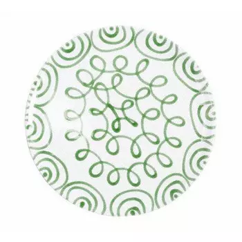 Тарелка зеленая с пламенем Чашка d: 28 см / высота: 2,6 см Gmundner Keramik, белый/зеленый