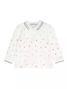 Tartine Et Chocolat футболка-поло с изображением железнодорожной тематики, белый