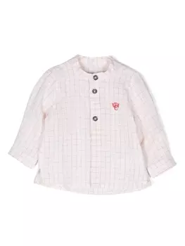 Tartine Et Chocolat клетчатая рубашка с логотипом, нейтральный цвет