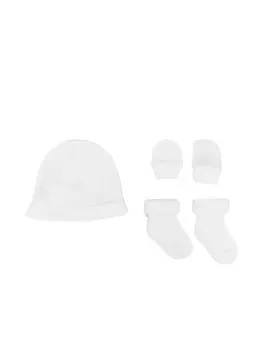 Tartine Et Chocolat "комплект из шапки, носков и варежек в рубчик", белый