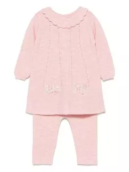 Tartine Et Chocolat комплект из топа и брюк с цветочной вышивкой, розовый