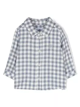 Tartine Et Chocolat logo-embroidered checked cotton shirt, синий
