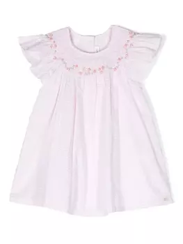 Tartine Et Chocolat платье из сирсакера с цветочной аппликацией, розовый