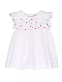 Tartine Et Chocolat платье с цветочной вышивкой и плиссировкой, белый