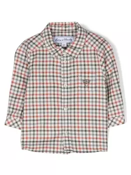 Tartine Et Chocolat рубашка в клетку гингем с вышитым логотипом, зеленый