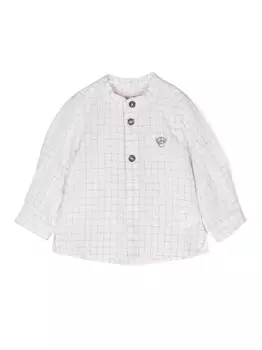 Tartine Et Chocolat рубашка в клетку Windowpane с вышитым логотипом, белый