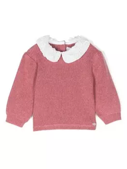 Tartine Et Chocolat свитер с цветочной вышивкой, розовый