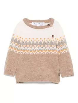 Tartine Et Chocolat свитер вязки интарсия с узором, нейтральный цвет