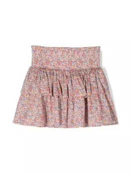 Tartine Et Chocolat юбка с оборками и цветочным принтом, розовый