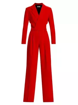Tatum Плиссированный комбинезон из крепа с широкими штанинами A.L.C., цвет ruby