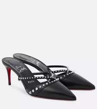 Татуш 70 кожаные мюли с шипами Christian Louboutin, Black/Sv/Lin Black