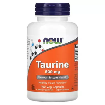 Таурин NOW Foods 500 мг, 100 растительных капсул