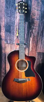 Taylor 224ce-K DLX Koa Grand Auditorium с электроникой ES2, разрез — затененный Edgeburst 224ce-K DLX Koa Grand Auditorium with ES2 Electronics, Cutaway