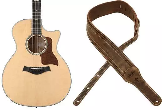 Taylor 614ce - Brown Sugar Stain с комплектом крепления V-класса с гитарным ремнем Taylor Wings 3 дюйма - темно-коричневый A60200211100369A122=1 4110-30=1