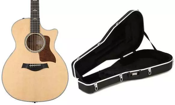 Taylor 614ce - Brown Sugar Stain с комплектом распорок V-класса и литым корпусом Gator Deluxe ABS - акустическая гитара дредноут Taylor + Gator A60200211100369A122=1 GC-Dread=1