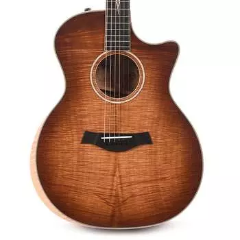 Taylor Custom Grand Auditorium Master Grade Koa Satin Shaded Edgeburst с переплетом из фигурного клена и инкрустацией в виде букета (серийный номер 1207282192)