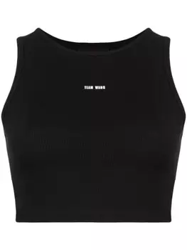 TEAM WANG design укороченный топ с логотипом, черный