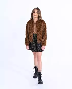 Тедди-куртка для девочки на молнии Mini Molly, коричневый