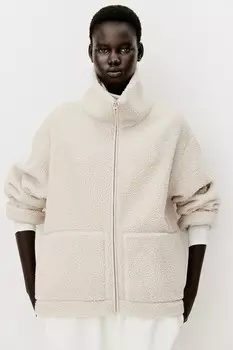 Тедди куртка H&M, бежевый