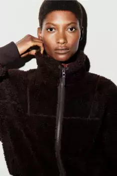 Тедди куртка на молнии H&M, коричневый