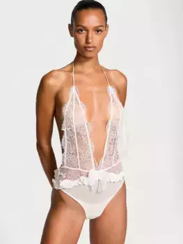 Тедди с глубоким вырезом из кружева и шифона Atelier Victoria's Secret боди Very Sexy, белый