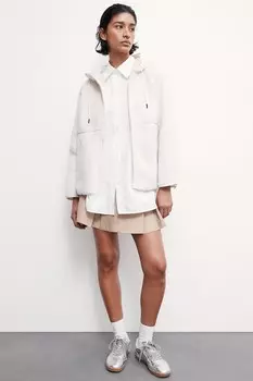 Тедди-Жакет с капюшоном H&M, белый