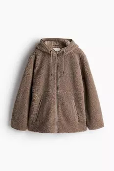 Тедди-Жакет с капюшоном H&M, серый