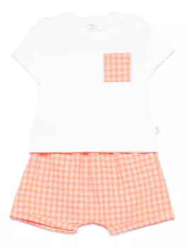 TEDDY & MINOU комплект из футболки и шортов в клетку гингем, белый