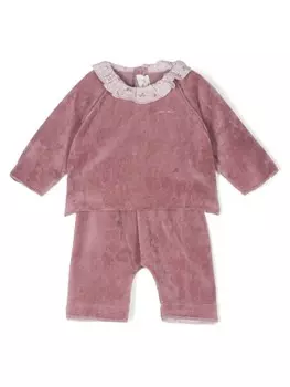 TEDDY & MINOU комплект из топа и брюк с вышитым логотипом, розовый