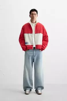 Техническая куртка color block ZARA, ярко-красный