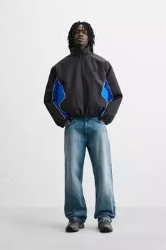 Техническая куртка color block ZARA, синий/черный