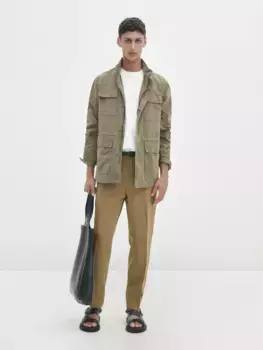 Техническая куртка с капюшоном и молнией Massimo Dutti, коричневый