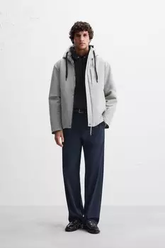 Техническая куртка с капюшоном ZARA, серый