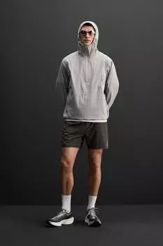 Техническая куртка с капюшоном ZARA, жемчужно-серый