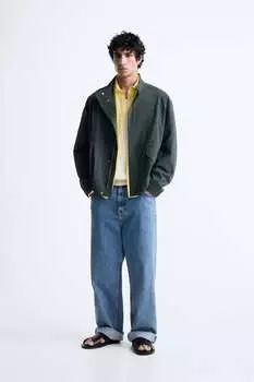 Техническая куртка с карманами Zara, бензиновый синий