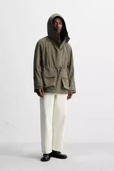 Техническая парка с карманом-сумкой ZARA, цвет Earth