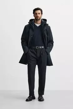 Техническая парка со съемным воротником ZARA, темно-синий