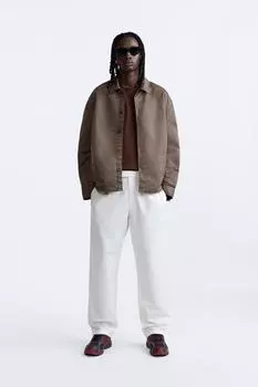Техническая рубашка с вытяженным эффектом ZARA, земля