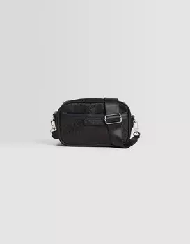 Техническая сумка через плечо с принтом Bershka, черный