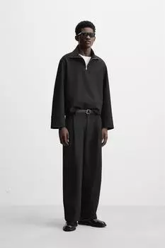 Техническая толстовка на четверть молнии ZARA, черный