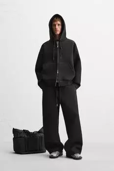 Техническая толстовка на молнии ZARA, черный